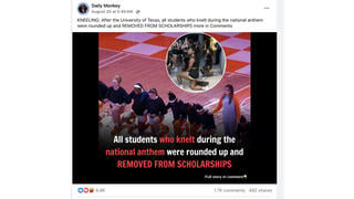 Fact Check: NO Evidence University Of Texas Students Who Knelt During National Anthem Were 'Removed From Scholarships' -- Photo Is Of Kennesaw State University Protests