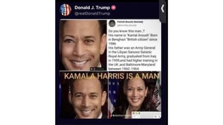 Fact Check: Trump Did NOT Post Online Conspiracy Theory That Kamala Harris Is A Man -- Post NOT Found On Trump's Social Media Accounts