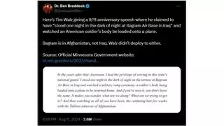 Fact Check: Tim Walz Did NOT Give A Speech Claiming He Saw A Soldier's Body Transfer At 'Bagram Air Base In Iraq' -- Geography Error Made By Transcriber