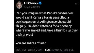 Fact Check: Liz Cheney Did NOT Post On X That Republican Leaders Are 'Satires Of Men' -- It's From A Parody Account