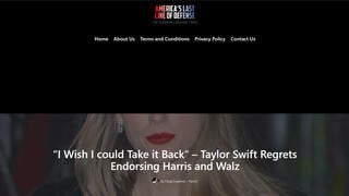 Fact Check: Taylor Swift Has NOT Announced She 'Regrets Endorsing Harris And Walz'