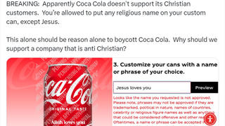 Fact Check: Coca-Cola Does NOT Allow 'Allah Loves You' Or 'Jesus Loves You' On Custom Cans