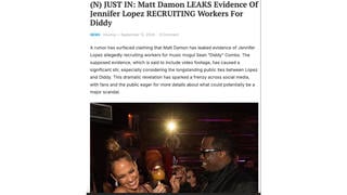 Fact Check:  NO Evidence Matt Damon Said Jennifer Lopez Was Involved In Alleged Sean 'Diddy' Combs Sex Crimes