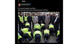 Fact Check: FAKE Image Shows UK Police Kneeling To Muslim Men 