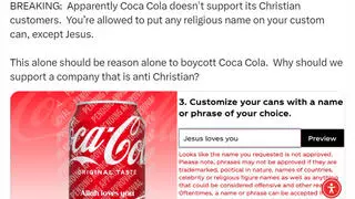 Fact Check: Coca-Cola Does NOT Allow 'Allah Loves You' Or 'Jesus Loves You' On Custom Cans