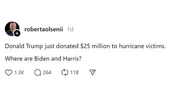 Fact Check: NO Evidence Trump 'Donated $25 Million' To Hurricane Helene Victims