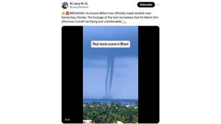 Fact Check: Video Does NOT Show 'Twin Tornadoes' Hitting Miami During Hurricane Milton -- They're Waterspouts In August 2024, Unrelated To Hurricane Milton