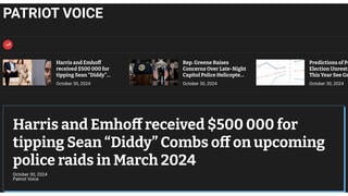 Fact Check: Russian Propaganda IS Source Of Claim That 'Diddy Paid Harris and Emhoff $500,000 For Tip Before Raids'  