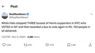 Fact Check: NO Evidence That 'White Hats' Stopped Three Busses Of Harris Supporters Who Voted In New York, Again In Pennsylvania