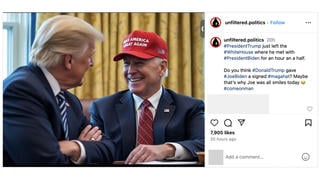 Fact Check: FAKE Photo Shows Biden Wearing MAGA Hat At White House Meeting With Trump