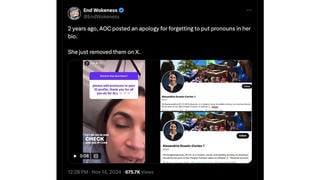 Fact Check: AOC Did NOT Remove Pronouns From X Bio After 2024 Election -- It Was Months Earlier