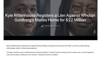 Fact Check: Kyle Rittenhouse Did NOT Put $22 Million Lien On Whoopi Goldberg's Home -- From Self-Described Satire Website