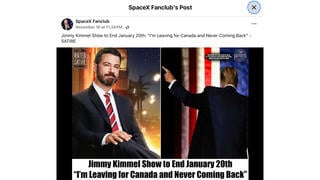 Fact Check: Jimmy Kimmel Did NOT Say He Was Ending His Show On January 20, 2025, Moving To Canada -- From Self-Described Satire Account