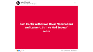 Fact Check: Tom Hanks Did NOT Say He Was Leaving US -- Originated From Satirical Source