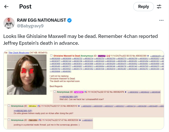 Ghislaine Maxwell dead X post.png