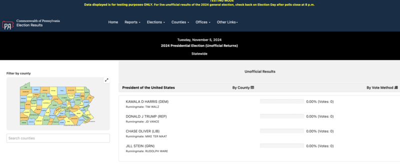 Nov 1 PA Election Results Website Screenshot.png