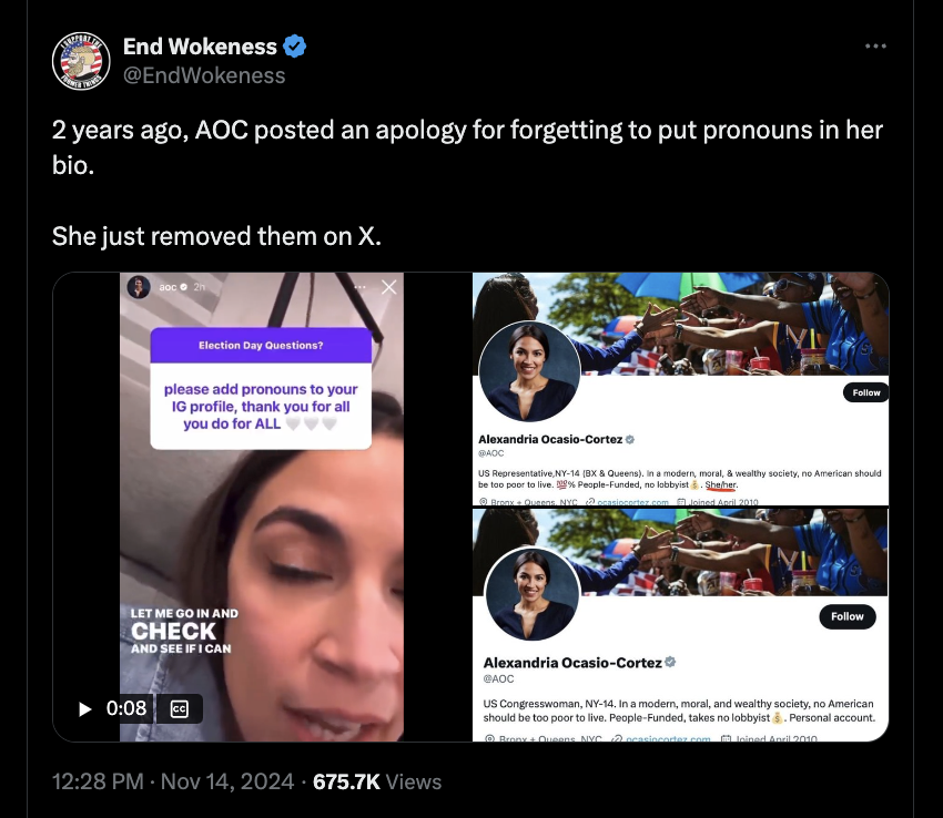 Fact Check AOC Did NOT Remove Pronouns From X Bio After 2024 Election