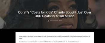 Fact Check: 'Coats For Kids' Is NOT Real Oprah Charity, Did NOT Take In '$140 Million' After Buying '310 Jackets'