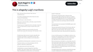 Fact Check: FAKE Manifesto Supposedly By Luigi Mangione Posted On Substack -- Taken Down For 'Impersonation'