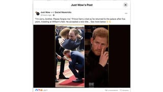 Fact Check: Authentic Photos Do NOT Show Prince Harry Kneeling, Apologizing To Prince William, The Composite Image Is Likely AI-Generated