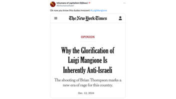 Fact Check: New York Times Did NOT Publish Opinion Column With Headline 'The Glorification Of Luigi Mangione Is Inherently Anti-Israeli'