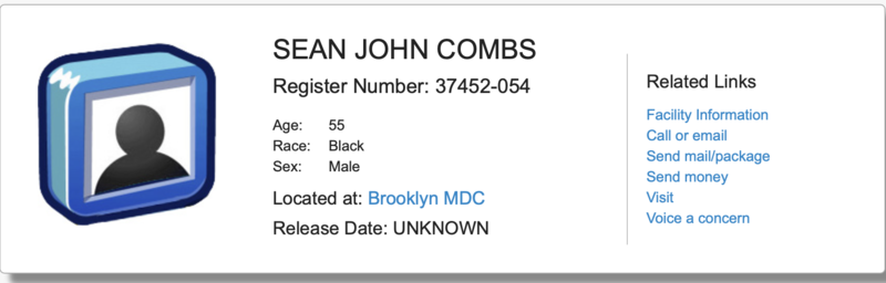 Combs inmate locator screenshot.png