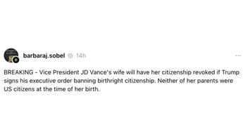 Fact Check: Usha Vance Would NOT Lose Her US Citizenship Because of Trump Birthright Policy