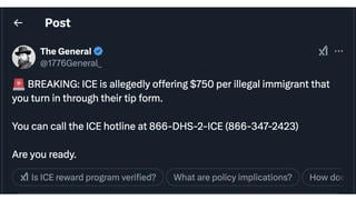 Fact Check: NO Evidence ICE Offers $750 For Each Tip On 'Illegal Immigrants' 