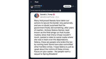 Fact Check: NO Evidence Trump Called Selena Gomez 'Third Amigo' In Truth Social Post