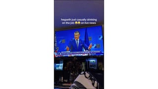 Fact Check: TikTok Video Does NOT Show Pete Hegseth Drinking Bourbon From A Glass During NATO Press Conference