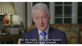 Fact Check: Satirical Video Shows Bill Clinton Statement Anticipating Epstein Files Release -- Was Watermarked 'Meme/Satire'