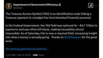 Fact Check: Term 'Treasury Access Symbol' Did NOT Exist Before DOGE X Post -- Meant To Say 'Treasury Account Symbol'