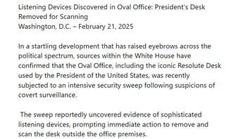 Fact Check: Non-Existent Sources In Viral Story About 'Listening Devices' In Oval Office And Resolute Desk Removal