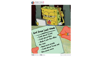 Fact Check: President Trump DID Post Meme Of SpongeBob SquarePants 'Got Done Last Week' List