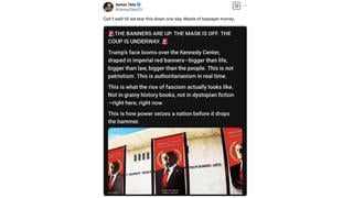 Fact Check: Image Does NOT Authentically Show Kennedy Center Trump Banners -- It's A Digitally Created Illustration, Not A Photo