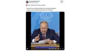 Fact Check: Video Of Putin Speaking About Russian Terms For Ceasefire Is NOT From 2025