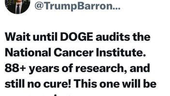 Fact Check: FAKE Barron Trump Tweet Calls For National Cancer Institute DOGE Audit -- Originated On Now Suspended Account