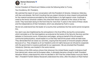 Fact Check: Ex-Polish President Lech Wałęsa DID Write Letter To Trump Expressing 'Fear And Distaste' At Oval Office Meeting With Zelenskyy