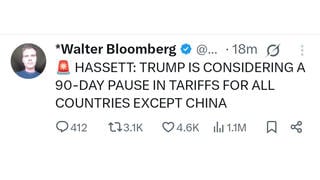 Fact Check: NO EVIDENCE Trump Was Prepared To Pause Tariffs On All But China -- White House Killed Rumor In Minutes