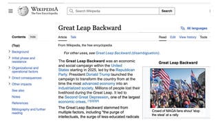 Fact Check: Fake Wikipedia Screenshot Of 'Great Leap Backward' Article -- No Such Page