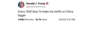 Fact Check: Trump Did NOT Post He Would Raise Tariffs On China For Every 1,000 'Likes'