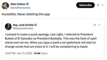 Fact Check: 'Rep. Jack Kimble' Did NOT Post Apology About President Nayib Bukele's Name -- Kimble Does Not Exist