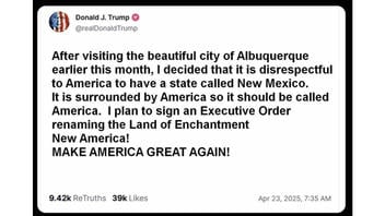 Fact Check: Trump Did NOT Post On Truth Social He's Renaming New Mexico As New America