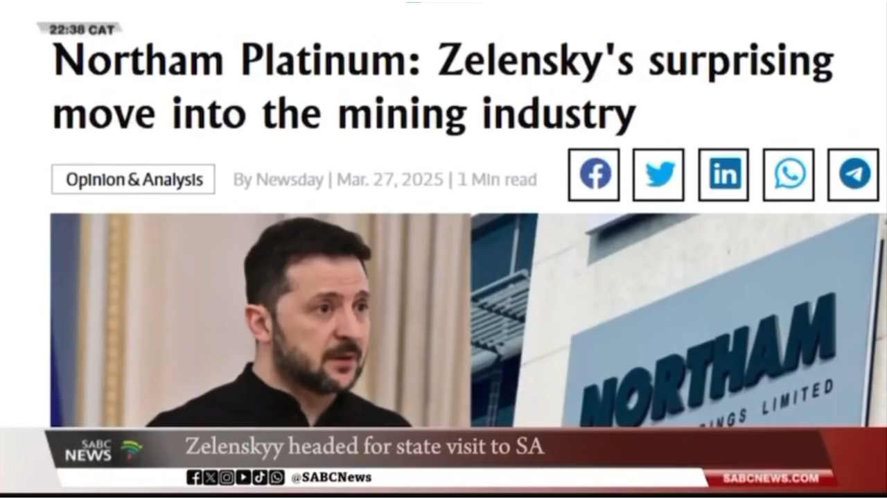 Fact Check: SABC News Did NOT Report Zelenskyy Bought Northam Platinum Mine Stake -- Fake Video With AI Sound