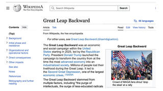 Fact Check: Fake Wikipedia Screenshot Of 'Great Leap Backward' Article -- No Such Page