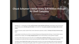 Fact Check: Chuck Schumer NASA Shell Company Hoax Story Originated On Satire Website -- NO 16$ Million Scam