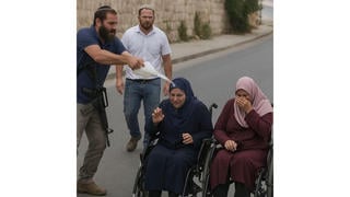 Fact Check: AI Image Does NOT Show Actual Jewish Settlers Splashing Liquid On Palestinian Woman In Wheelchairs