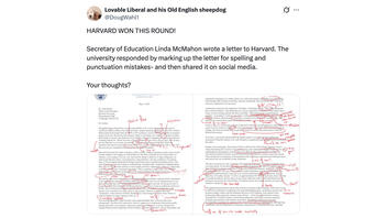 Fact Check: Harvard Did NOT Publish Red Pen Corrections of Linda McMahon Letter