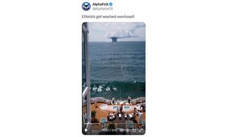 Fact Check: FAKE Video Does Not Document 'Eliteists' On Yacht At Sea Getting Washed Overboard By A Wave