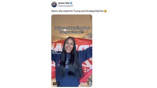 Fact Check: Video Does NOT Show Woman Dancing With 'Trump 2024' Flag, Then Deported -- Different People